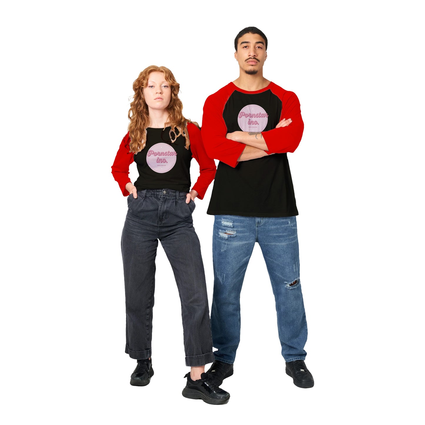 Pornstar inc Unisex 3/4 sleeve Raglan T-shirt