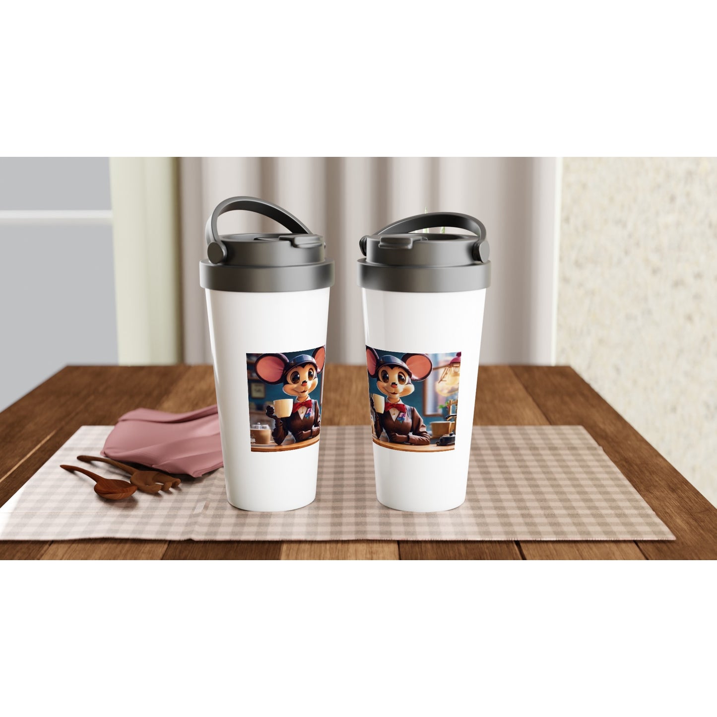 White 15oz Stainless Steel Travel Mug