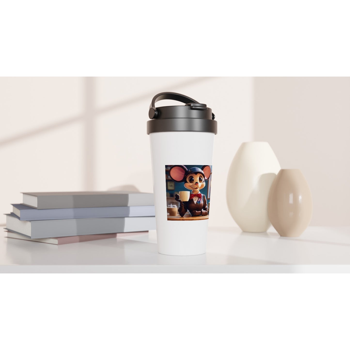 White 15oz Stainless Steel Travel Mug