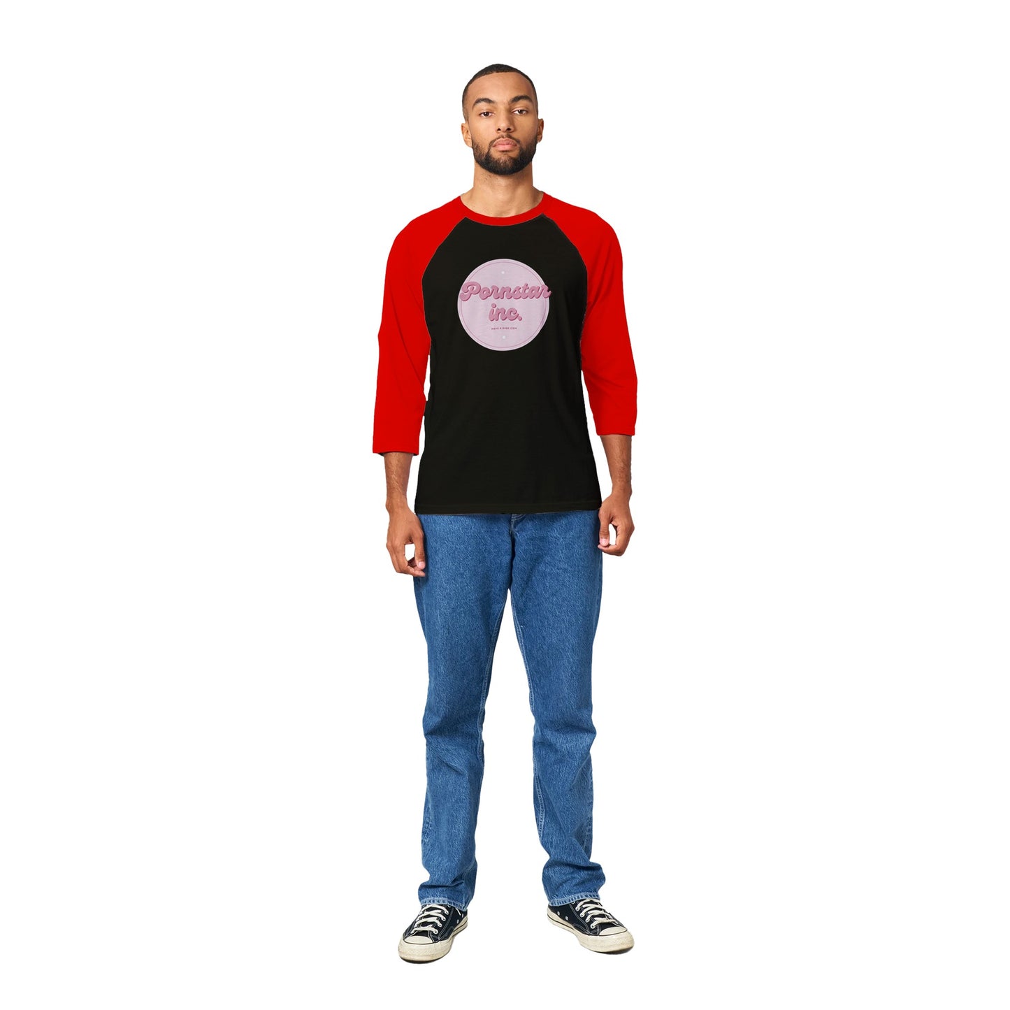 Pornstar inc Unisex 3/4 sleeve Raglan T-shirt