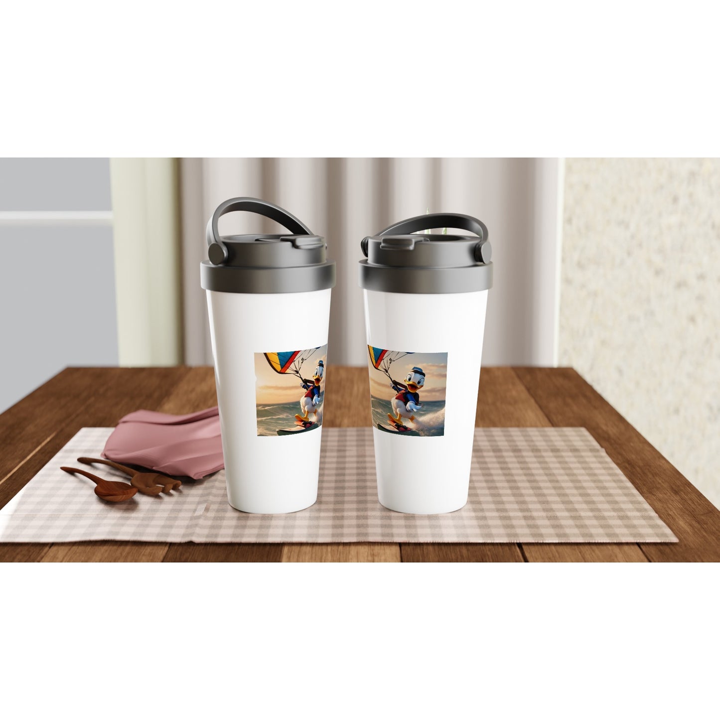 White 15oz Stainless Steel Travel Mug